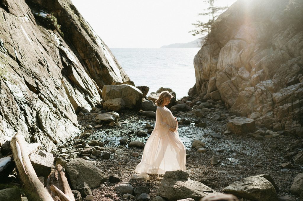 Vancouver beach sunset maternity session